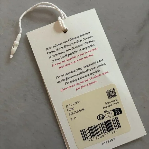 Sezane Lyna Sweater in Ecru sz M 100% merino wool - Picture 10 of 11